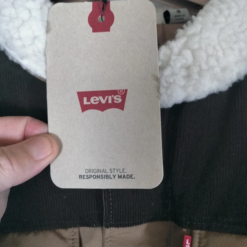 NWT Levi's Quilted Woodsman Puffer Jacket‎ Sz L (Tag Says M) Brown & Tan